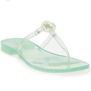 NEW Karl Lagerfeld WYLDA Mint Green Transparent Slip On Thong Sandal - Womens 9